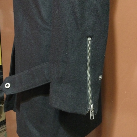 ASOS black wool/leather 2 in 1 coat size small - Picture 13 of 16